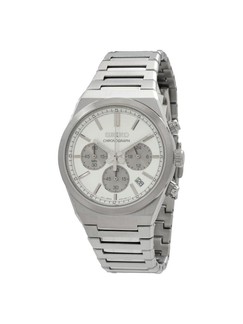 NWT Seiko Sport Chronograph Quartz Silver Dial Men's Watch